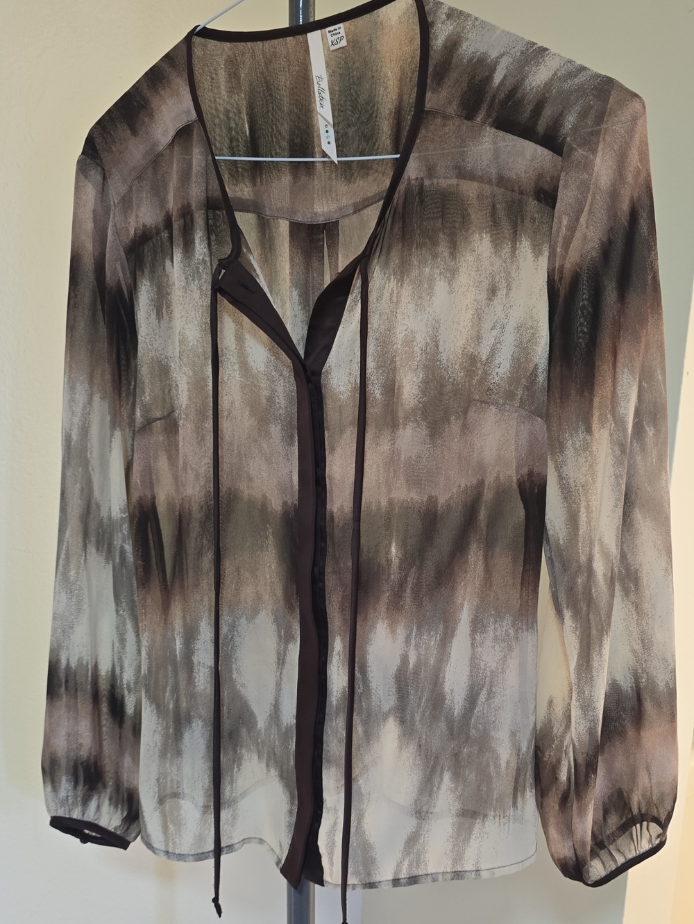 Bellatrix Sheer Abstract Tie-Dye Blouse Top - Size XSP